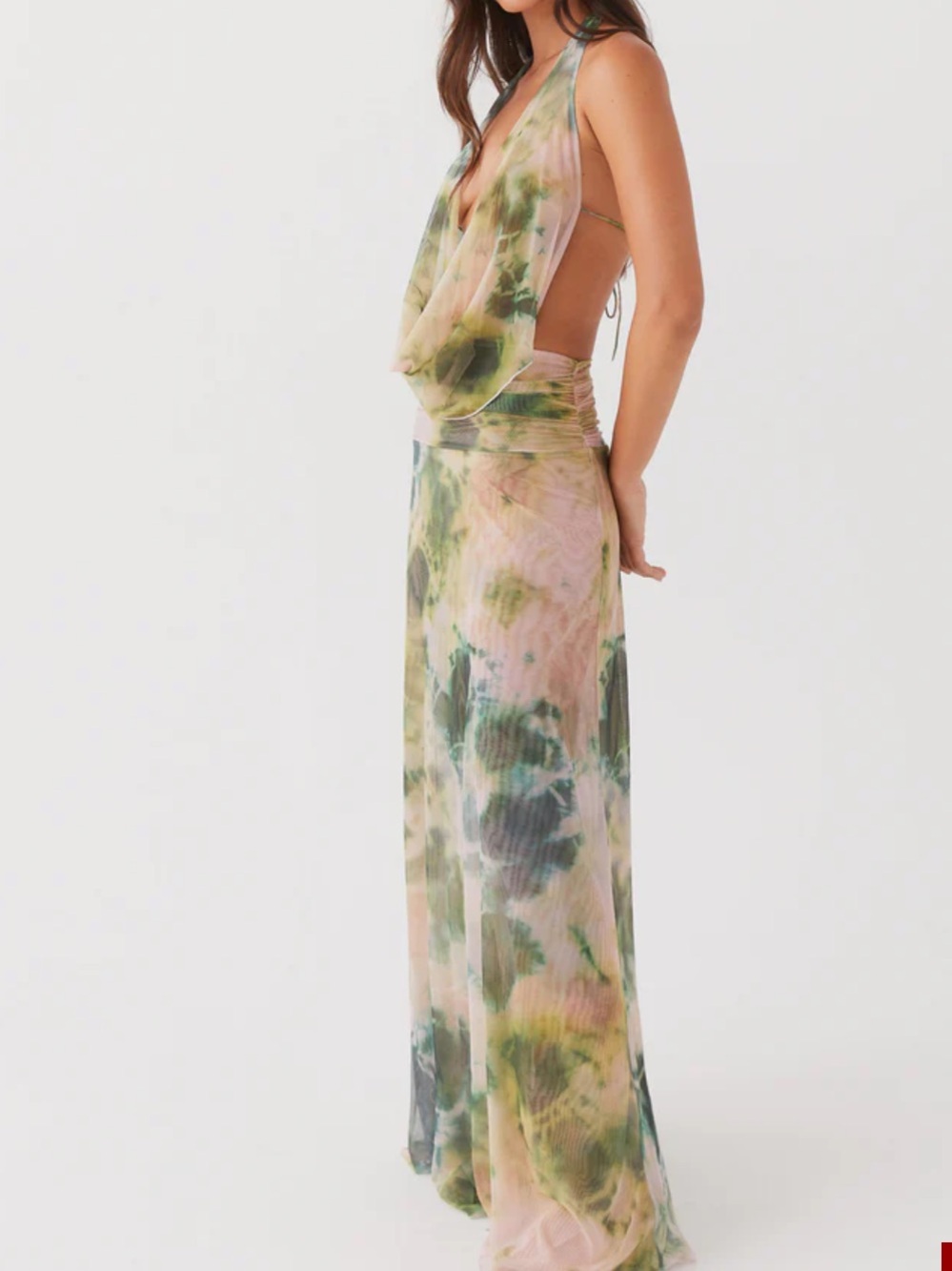 Peppermayo Elysia Maxi Dress in Rainforest Y2K Mesh Halter US 6 - Picture 3 of 8
